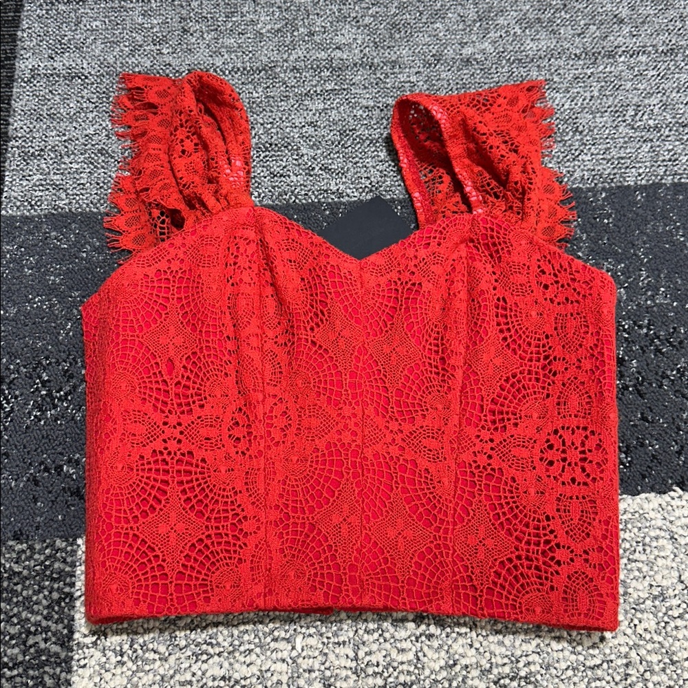 La Femme En Noir Southern Gothic Bustier Top in Red-M